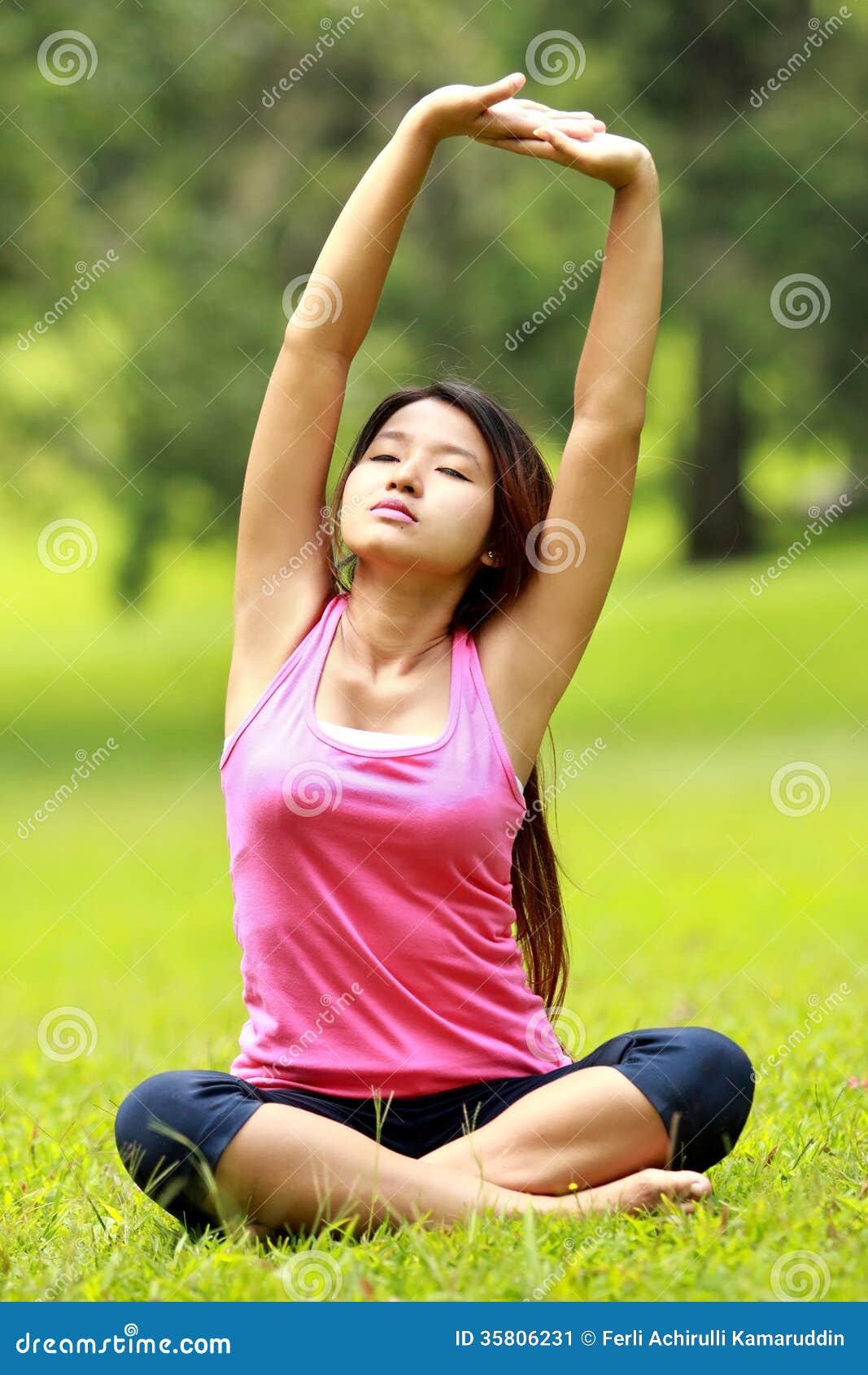 Girl warming up on grass stock image. Image of fresh - 35806231