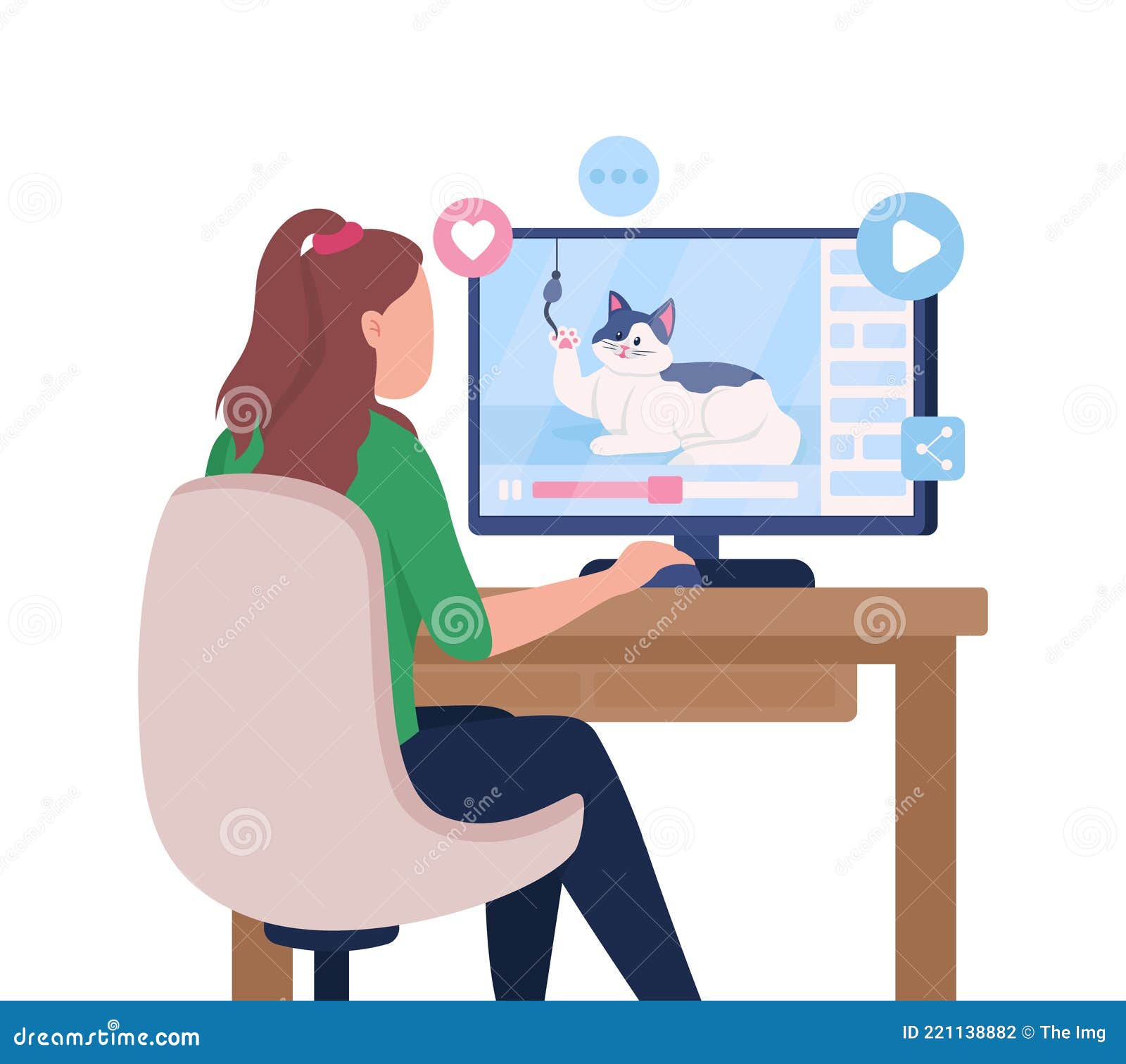 Girl Watching Funny Videos on Internet Semi Flat Color Vector Character  Stock Vector - Illustration of computer, internet: 221138882