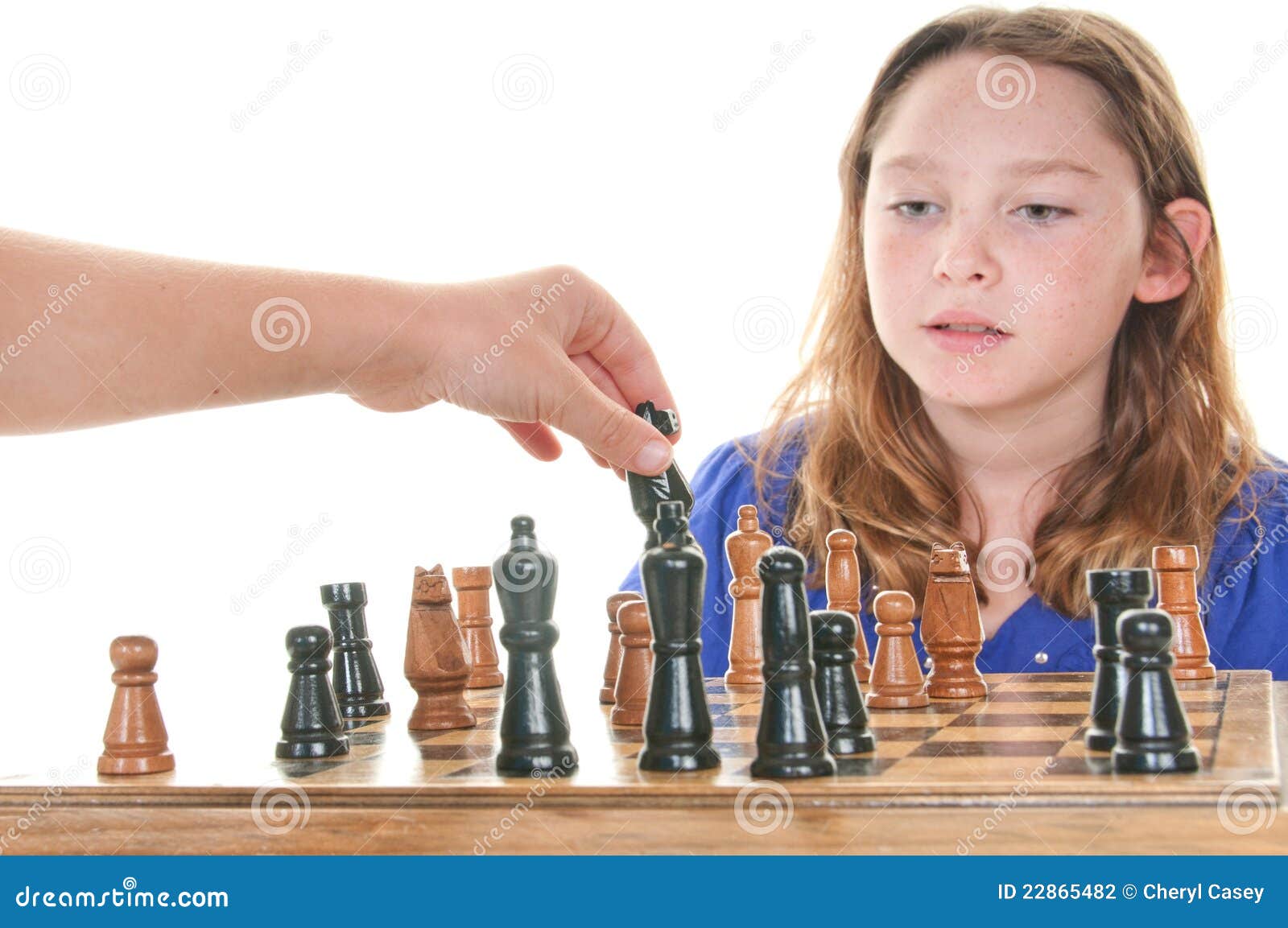 Girl Watching Next Chess Move Stock Photo - Image of strategy, children:  22865482