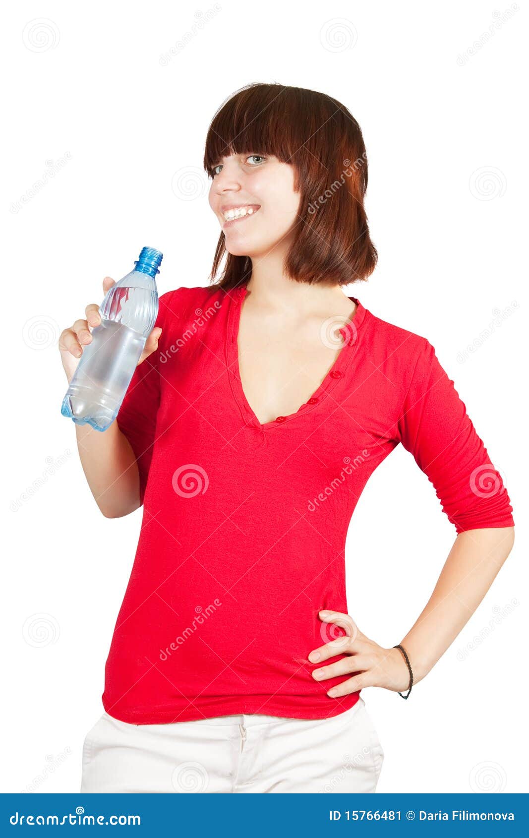 Girl with a water bottle stock image. Image of hand, people 15766481