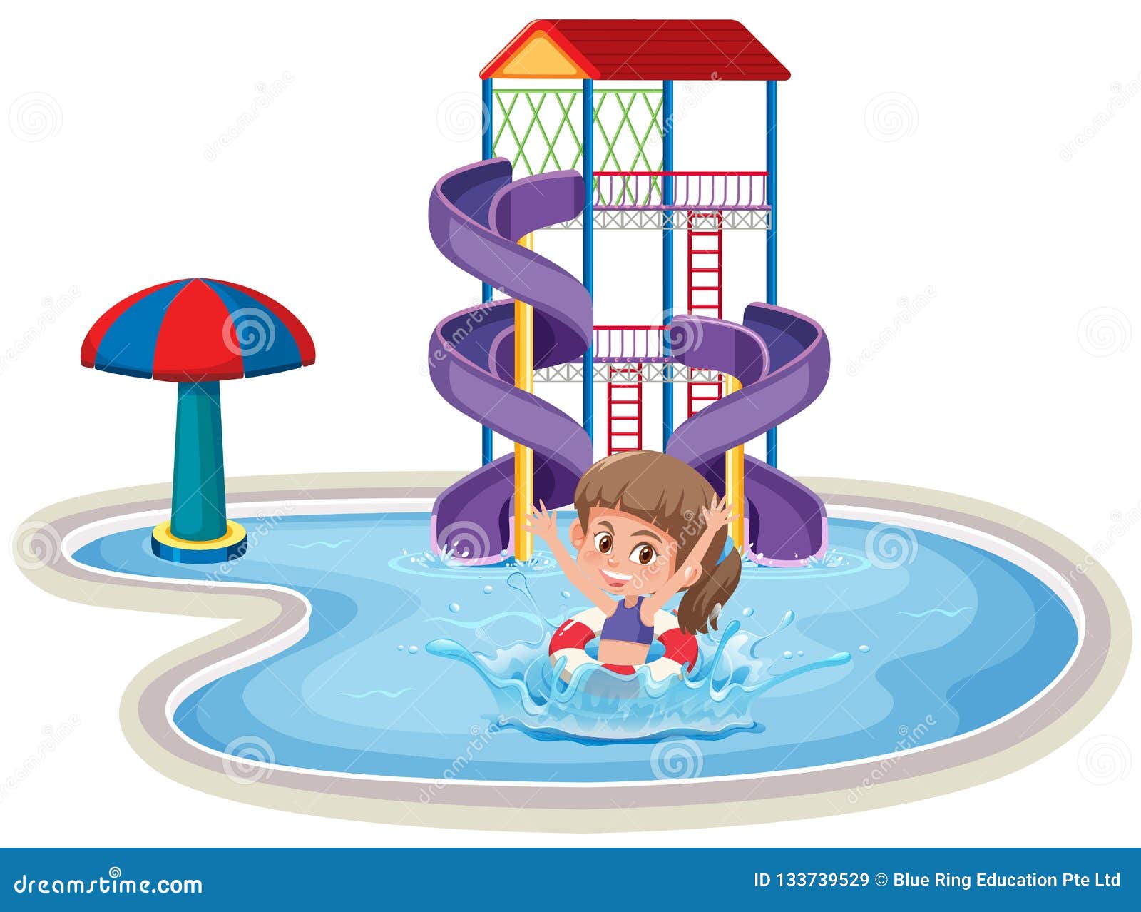 Girl at the water park stock vector. Illustration of outdoor - 133739529