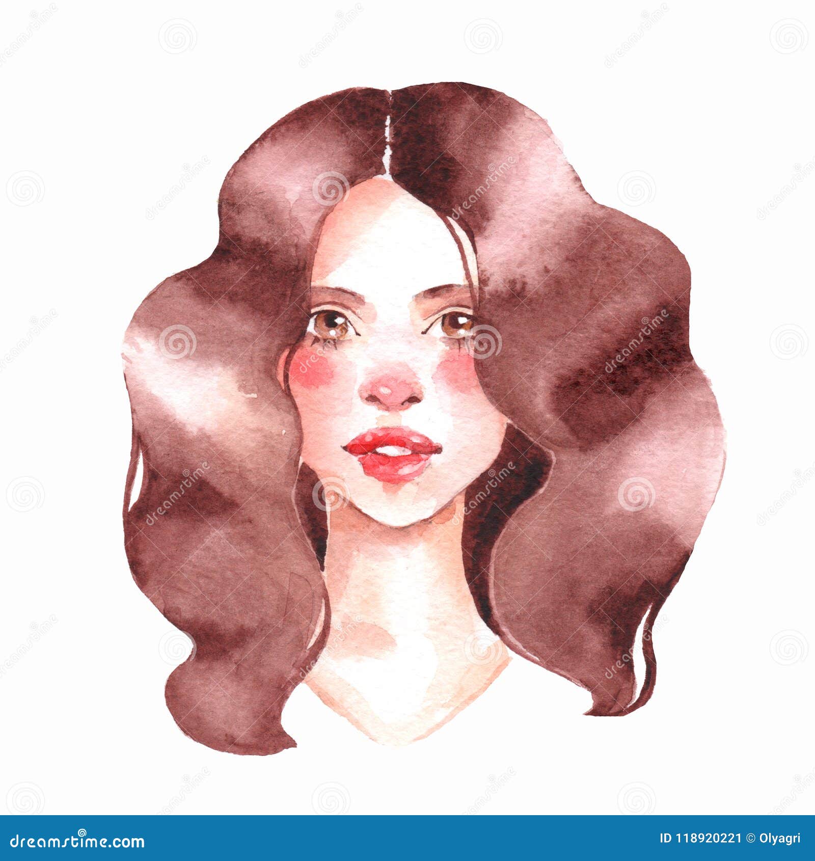 Cartoon Girl. Watercolor Female Face Stock Illustration - Illustration of  cartoon, character: 118920221