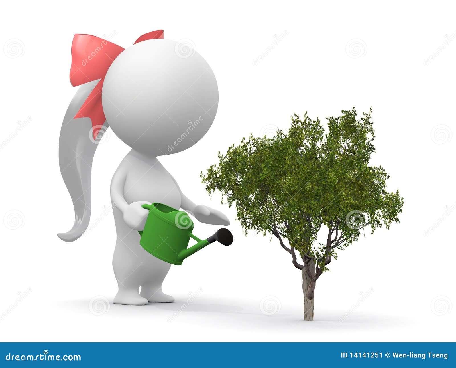 A Girl Waters the Plant stock illustration. Illustration of kettle
