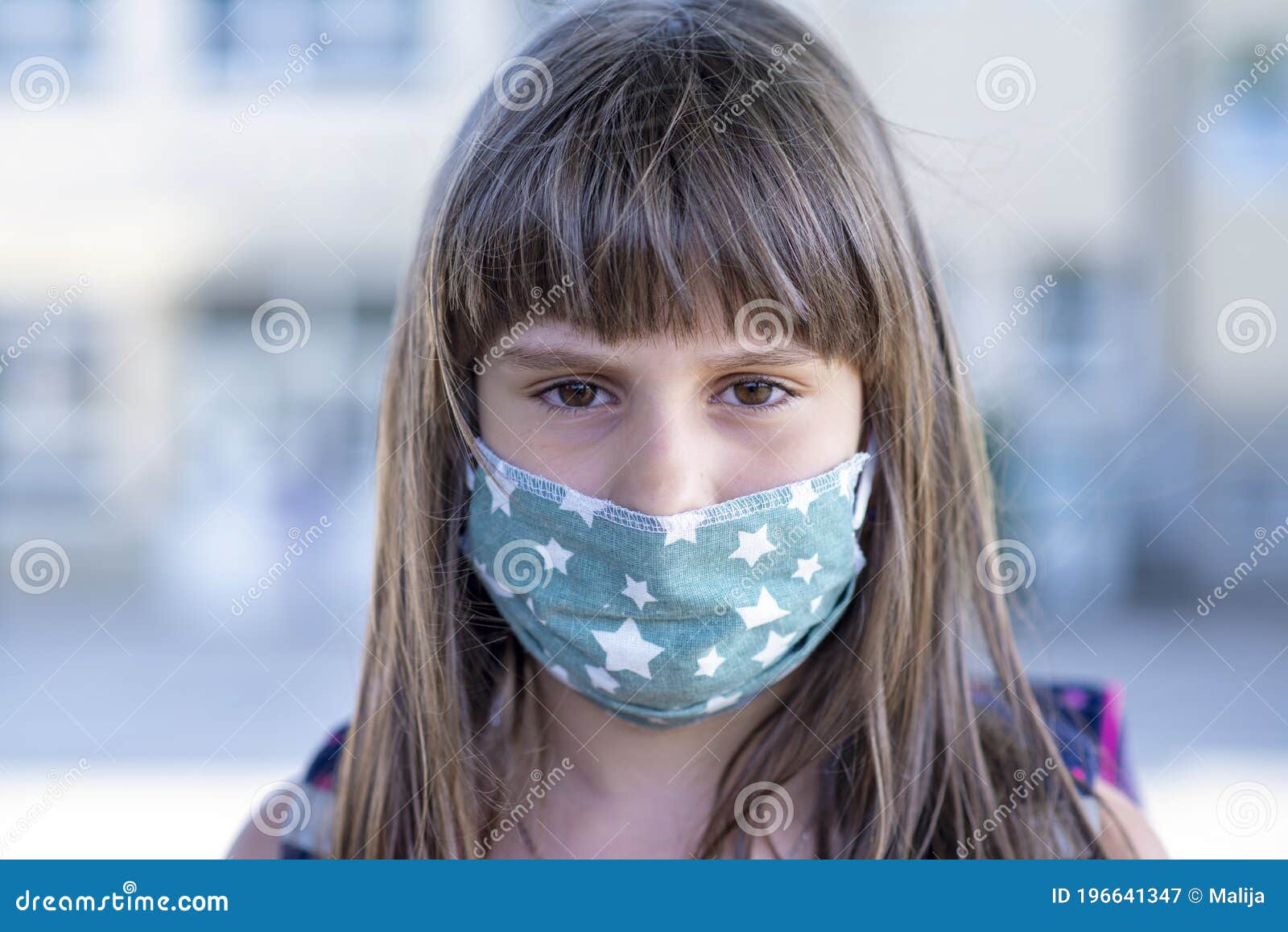 Girl wearing face mask stock image. Image of global - 196641347