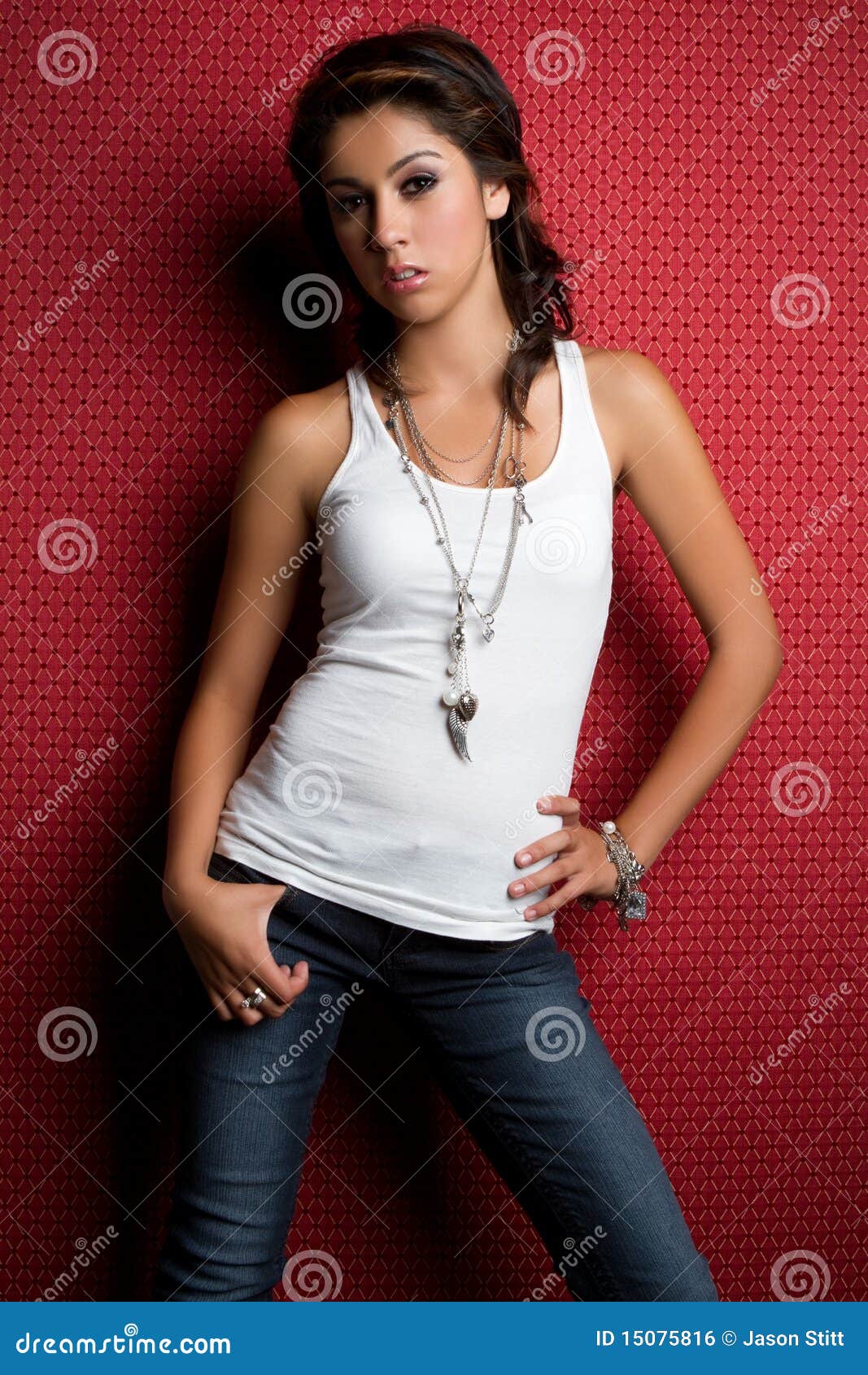 Girl Wearing Jeans stock photo. Image of expression, pretty 15075816