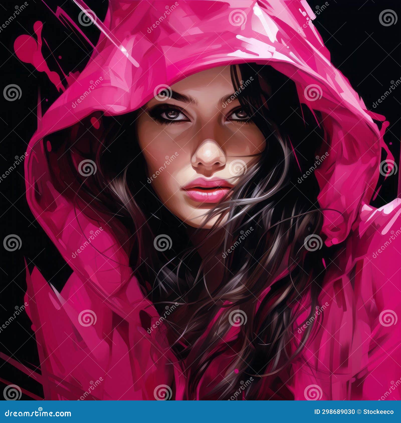 Pink Hoodie Girl: a Stunning Portrait in the Style of Deodato, Bak ...