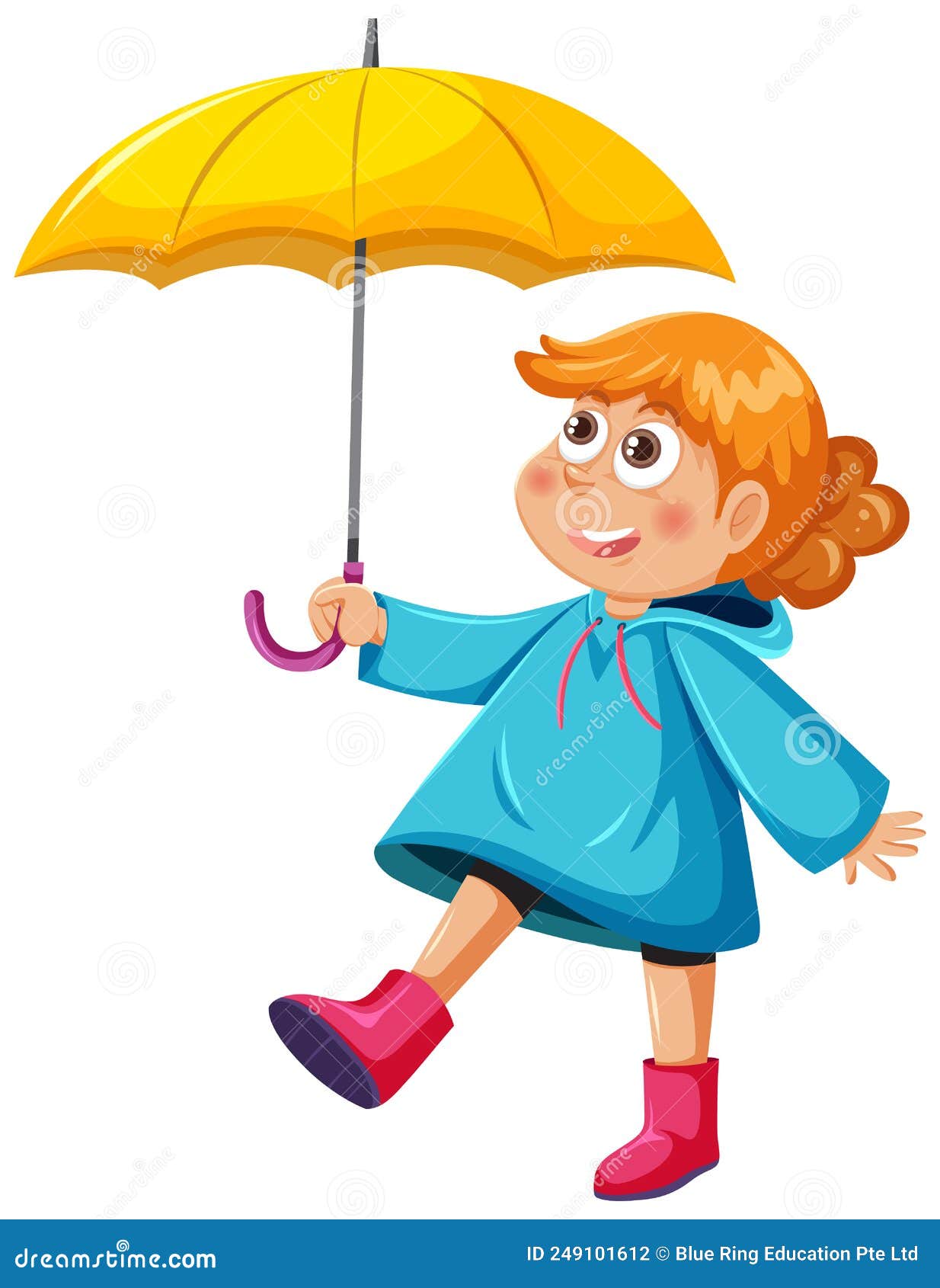 A Girl Wearing Raincoat and Holding Umbrella Stock Vector ...