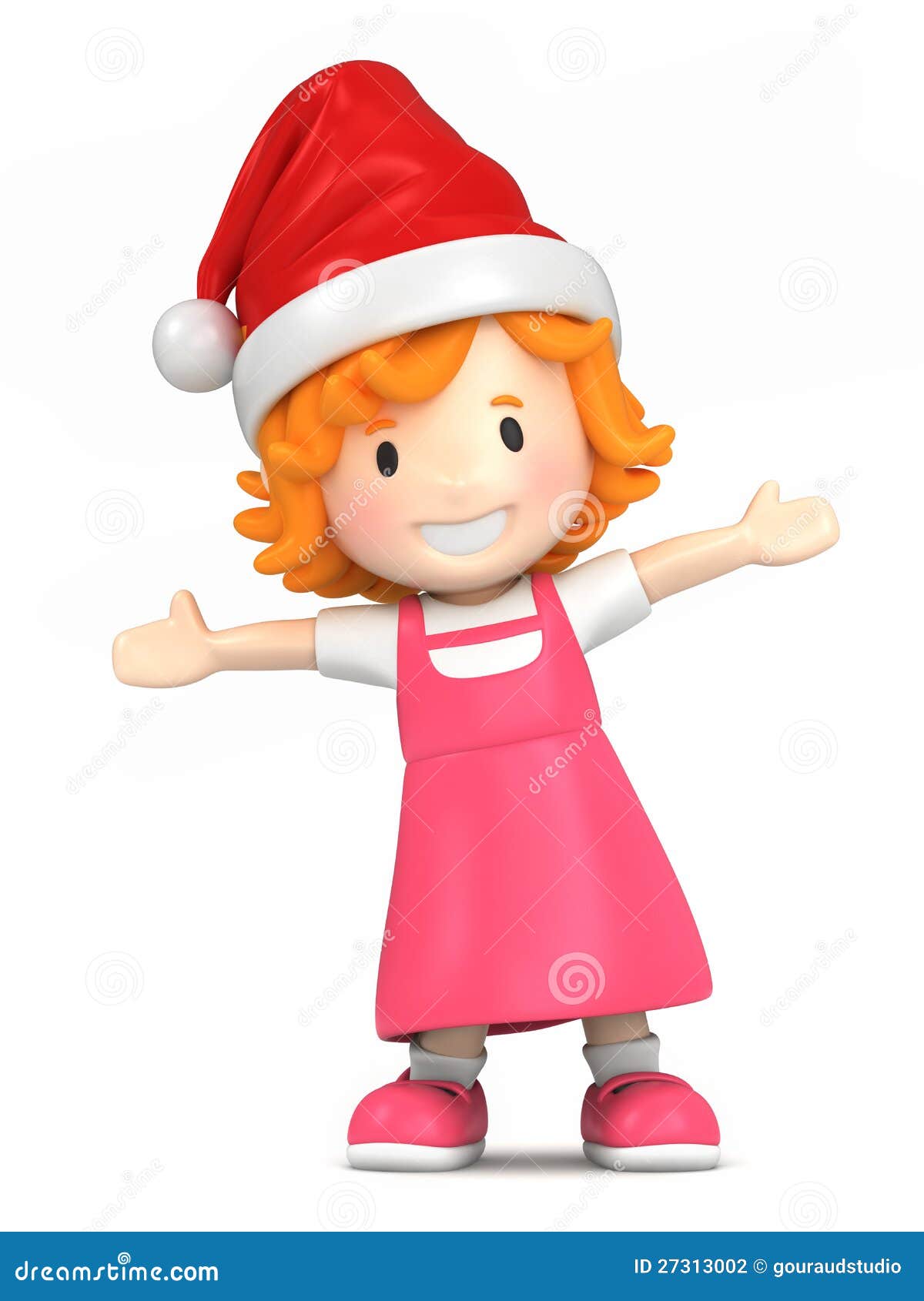 Girl wearing santa hat stock illustration. Illustration of render