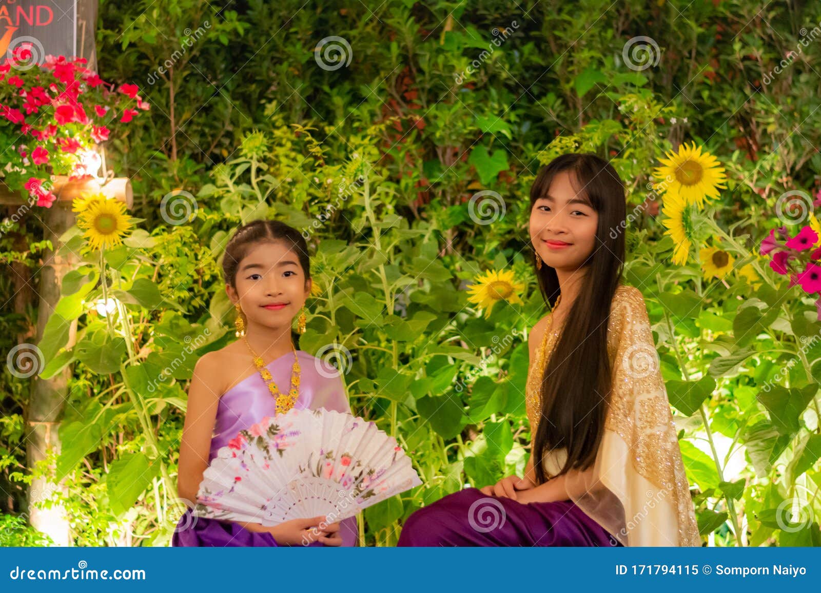 Girl Wearing Thai National Costumes Stock Image - Image of beautiful ...