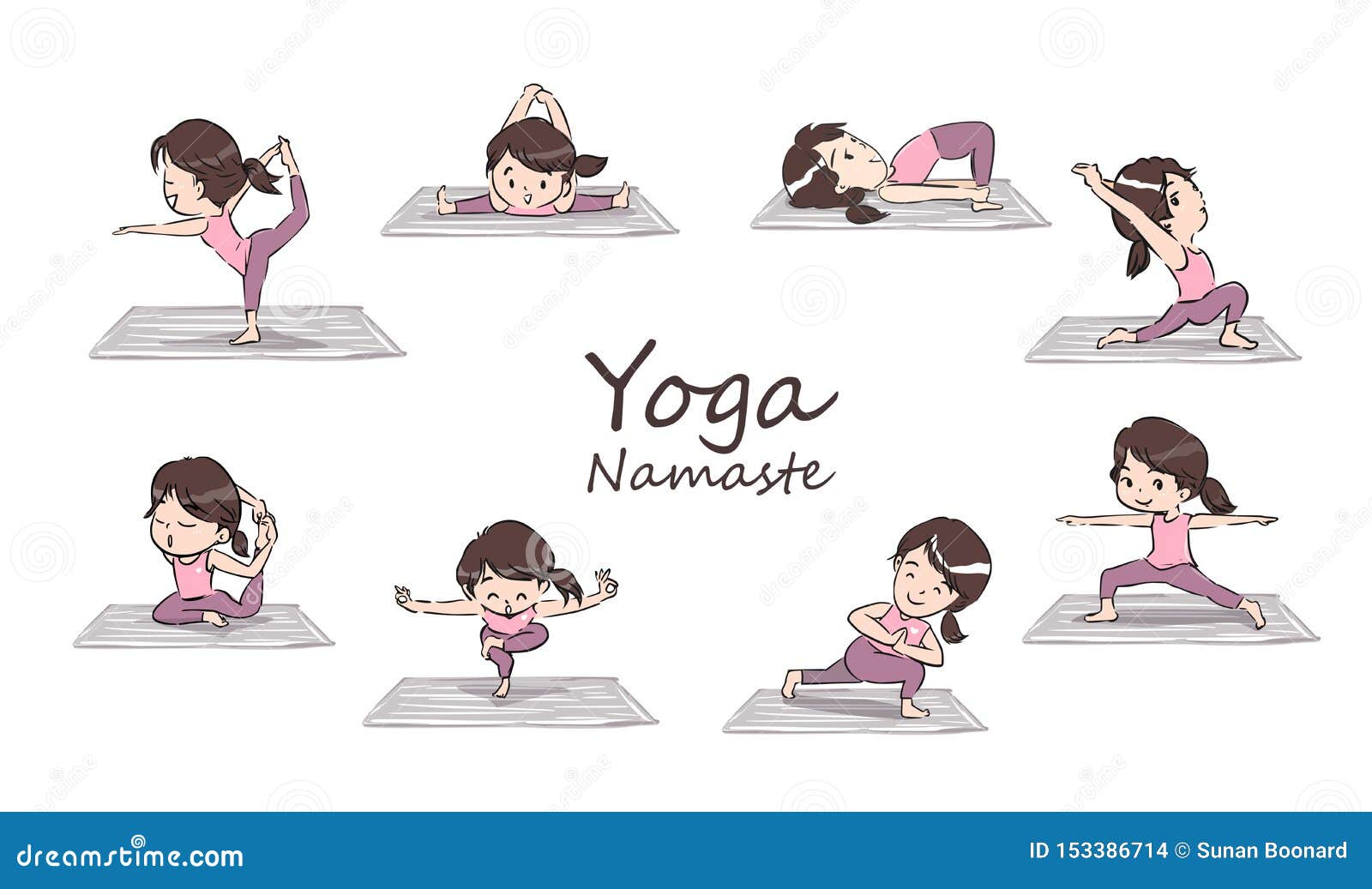 The Cute Cartoon Yoga Girl Vector. Stock Vector - Illustration of asana,  care: 153386714