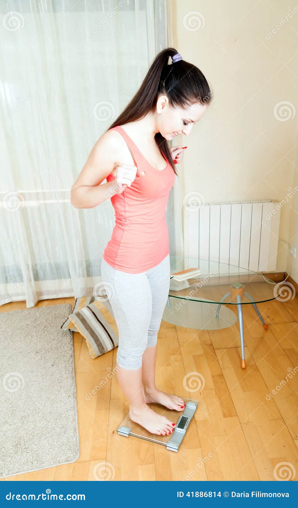Girl Weighing On Scale At Home Stock Photo Image Of Scales Female Girl Weighing On Scale At Home Stock Photo Image Of Scales Female