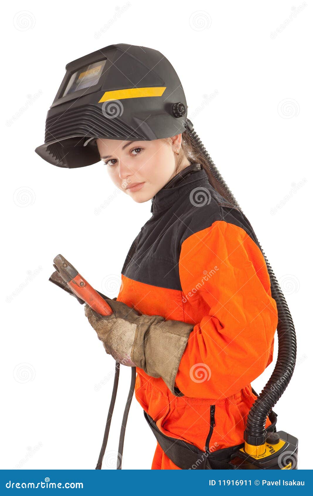 Girl Welder Worker In Welding Mask Stock Image Image 11916911