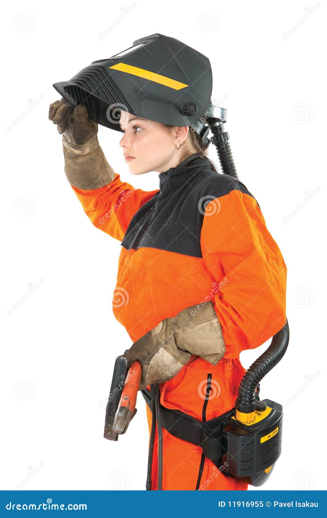 Girl Welder Worker In Welding Mask Stock Image Image 11916955