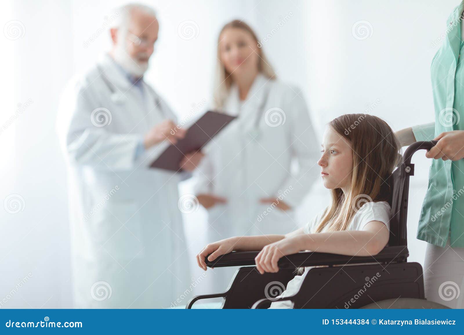 Girl on the Wheelchair Preparing for an Operation Stock Photo Image