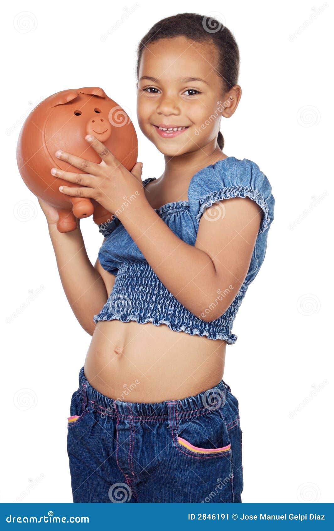 Girl whit money box stock image. Image of infant, children 2846191