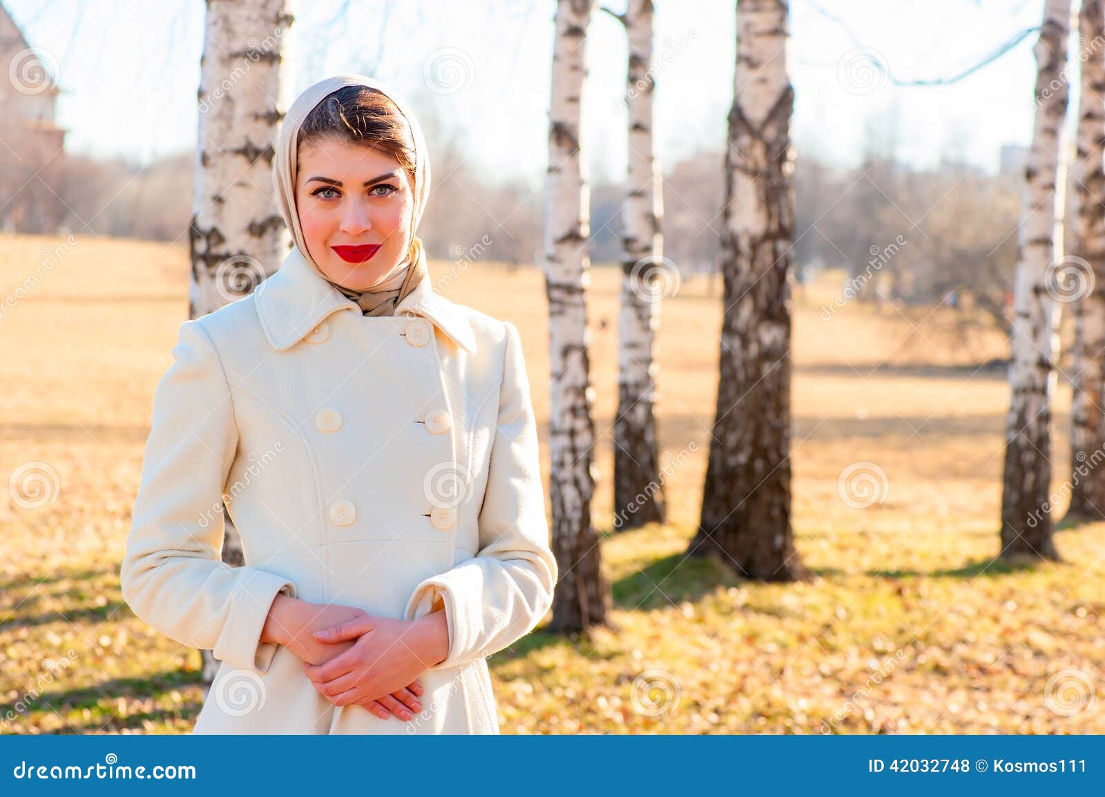 Girl in a white coat stock photo. Image of decoration 42032748