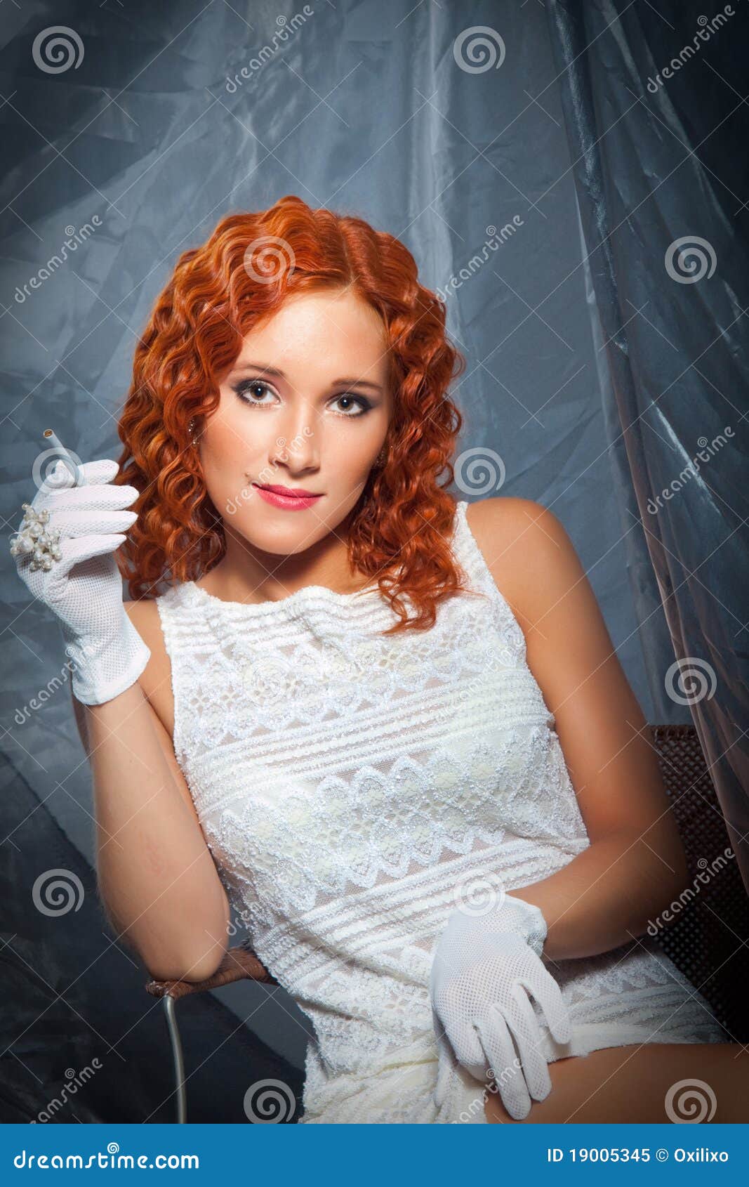 Girl with White Dress and Gloves Stock Image Image of facial, gloves
