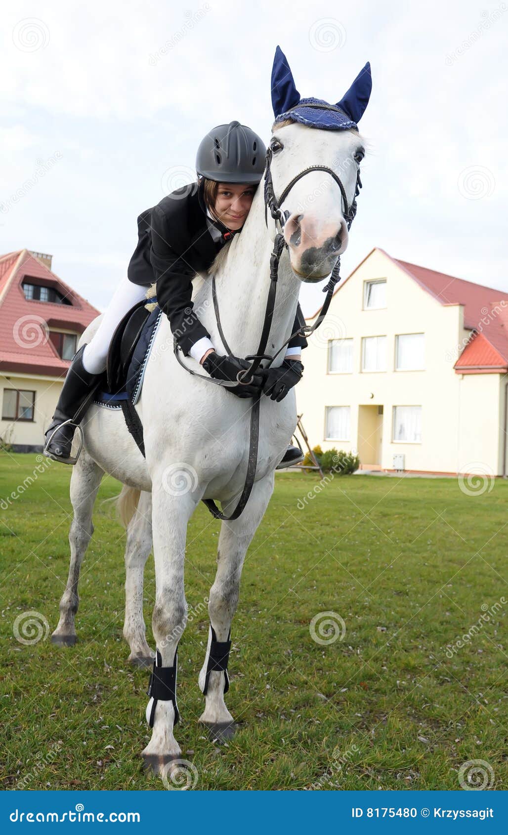 Girl on white horse stock photo. Image of animal, leans 8175480