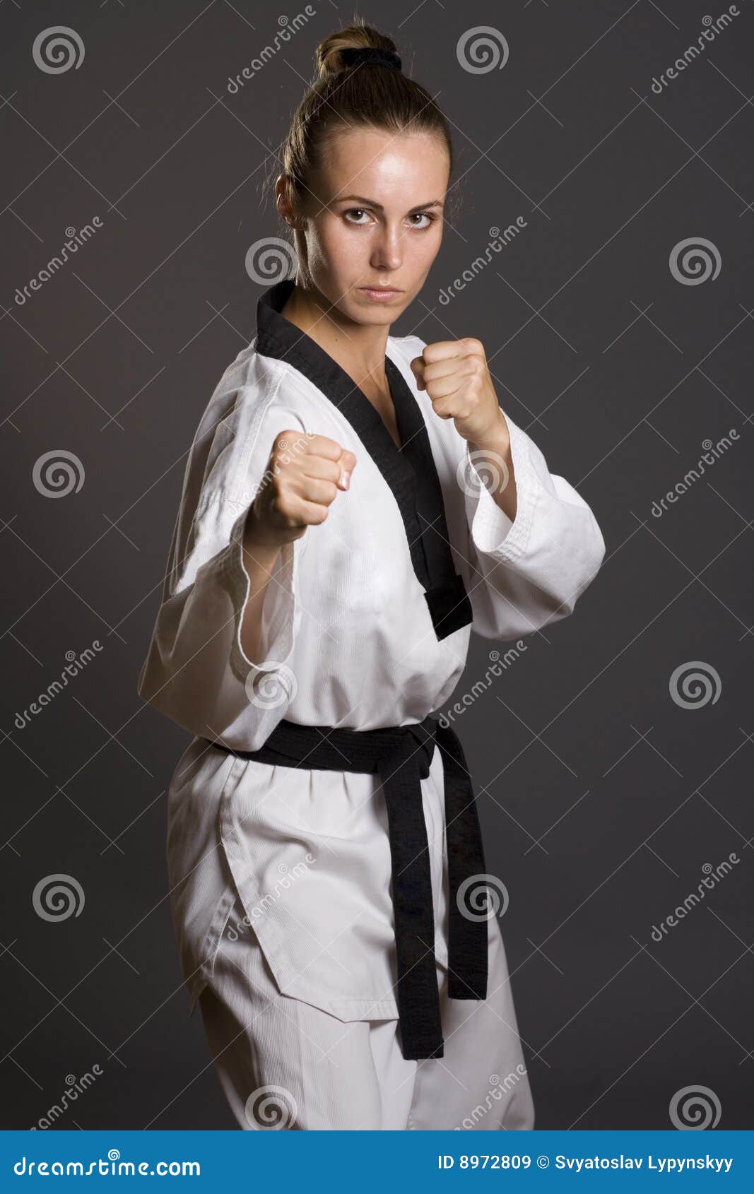 Girl in white kimono stock image. Image of position, defense - 8972809