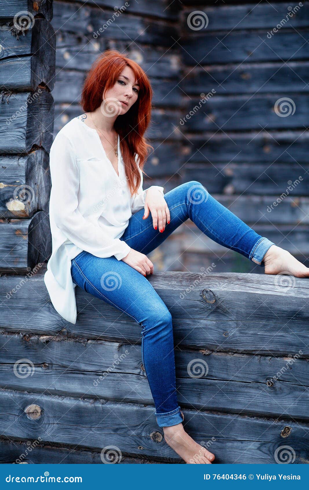 White Shirt And Blue Jeans Stock Photo 