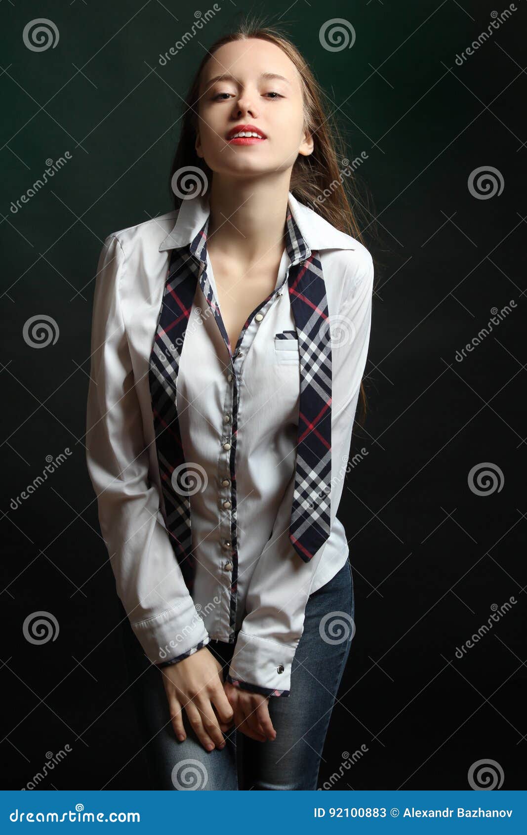 Girl in a white shirt stock image. Image of attractive 92100883