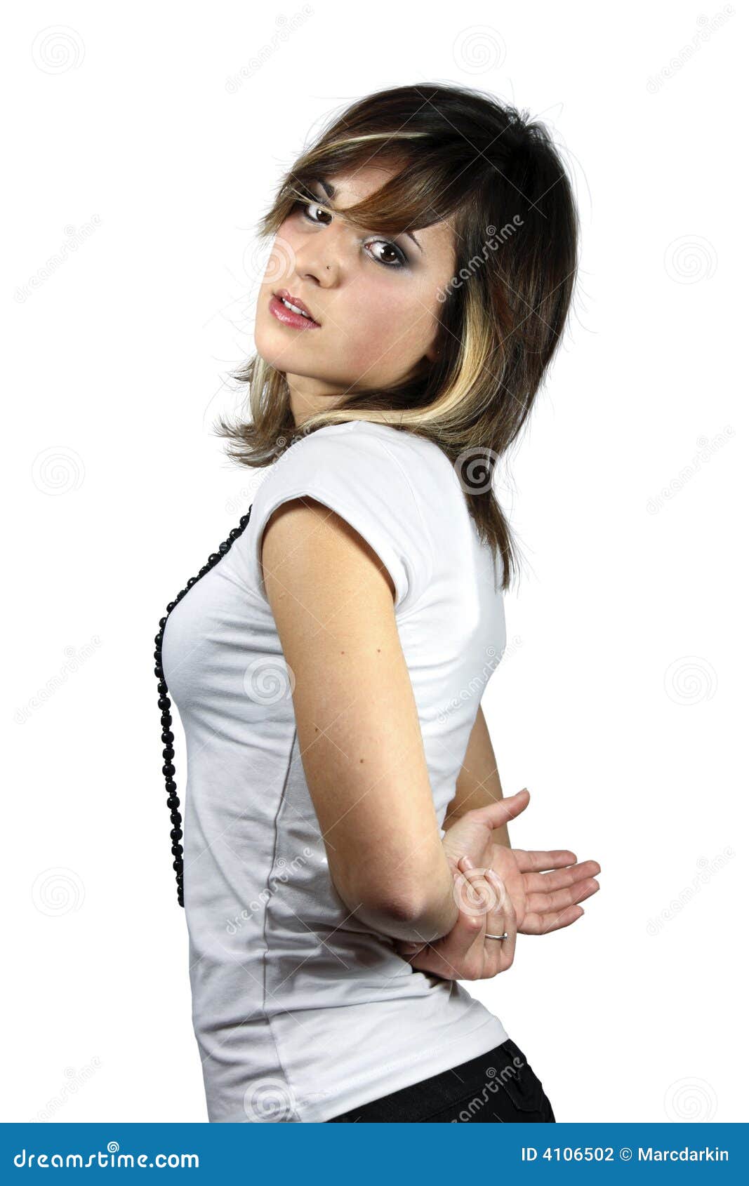 Girl in white Tshirt stock photo. Image of nice, pretty 4106502