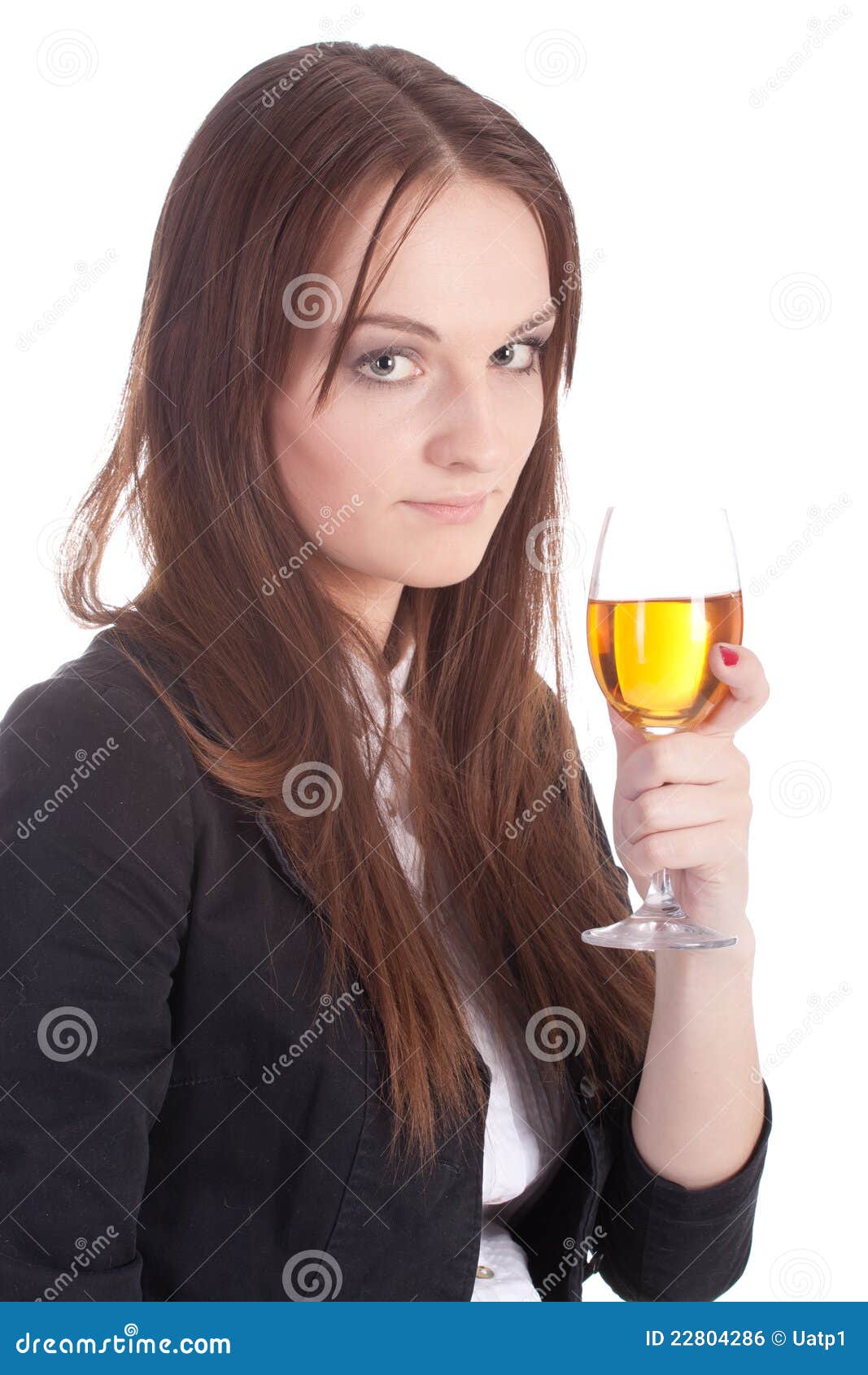 Girl with a wine glass stock photo. Image of jacket, attractive 22804286