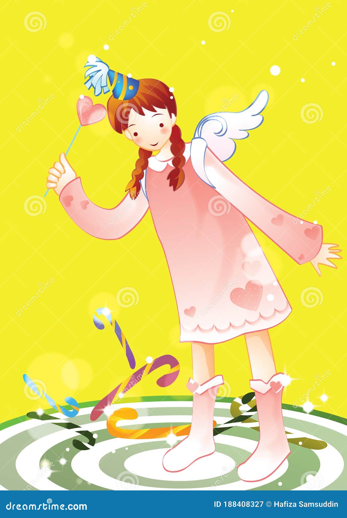 Girl with Wings. Vector Illustration Decorative Design Stock Vector Illustration of stick