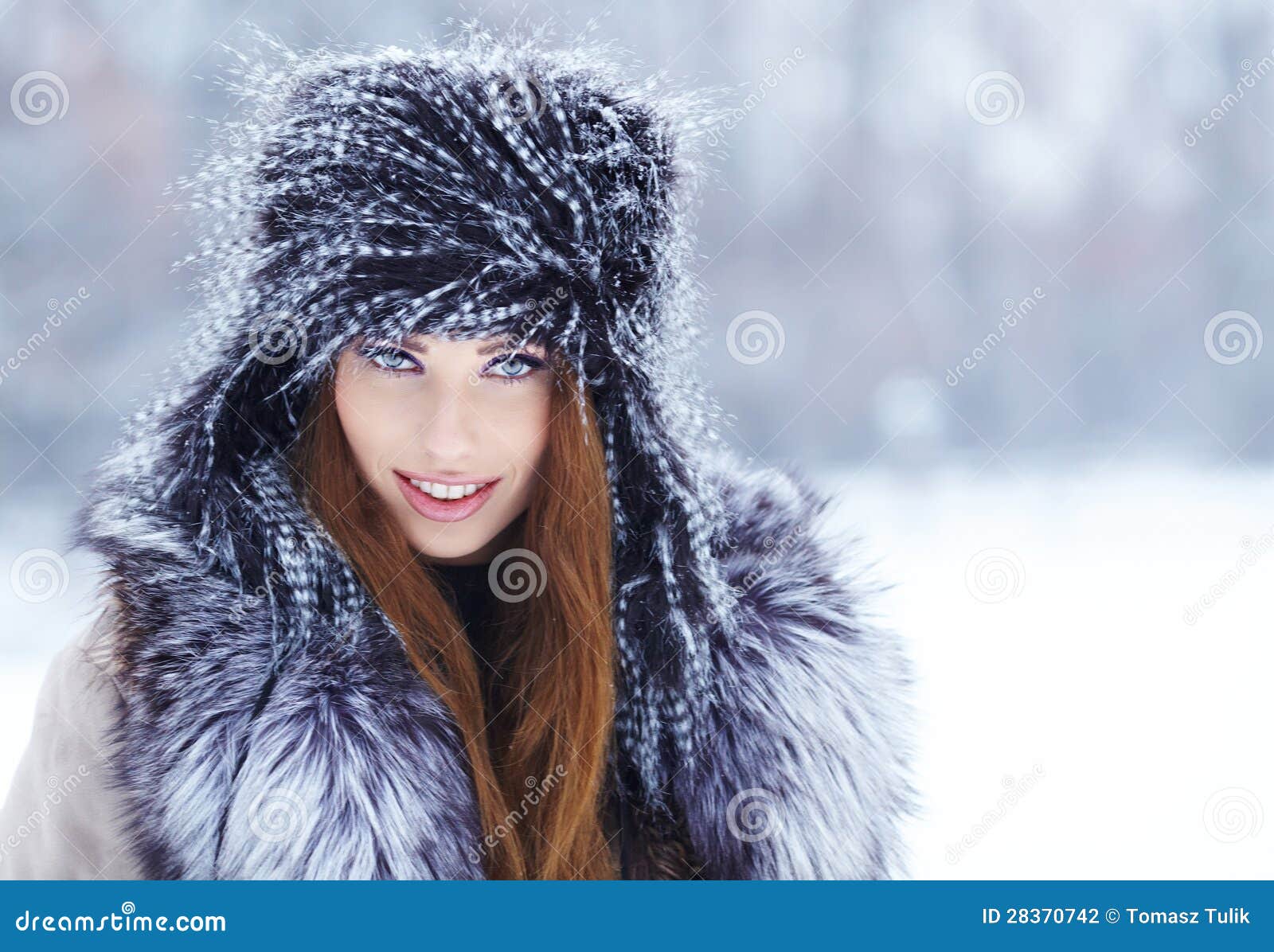 Girl on the Winter Background Stock Photo - Image of blue, glamor: 28370742