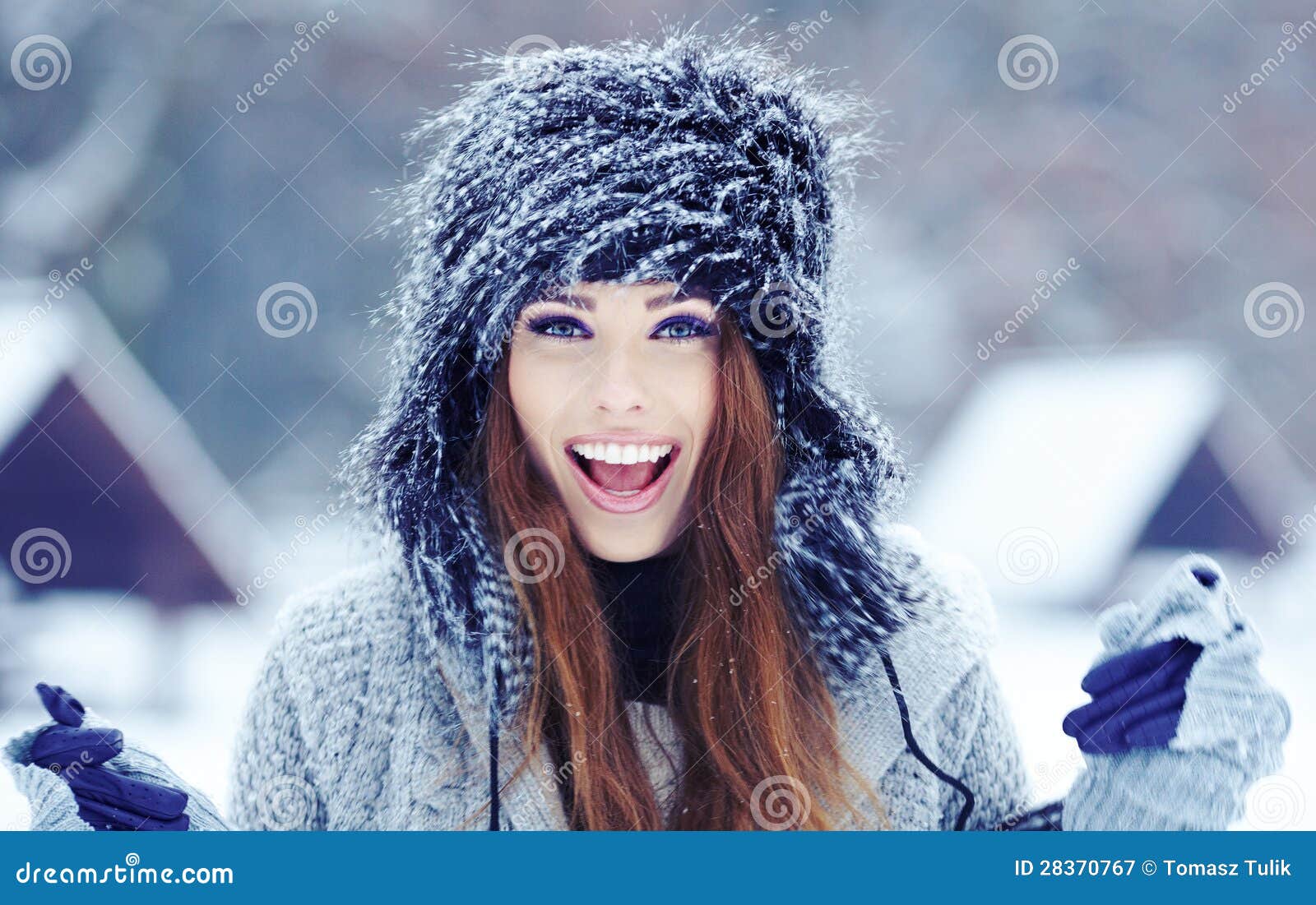 Girl on the Winter Background Stock Image - Image of people, caucasian ...