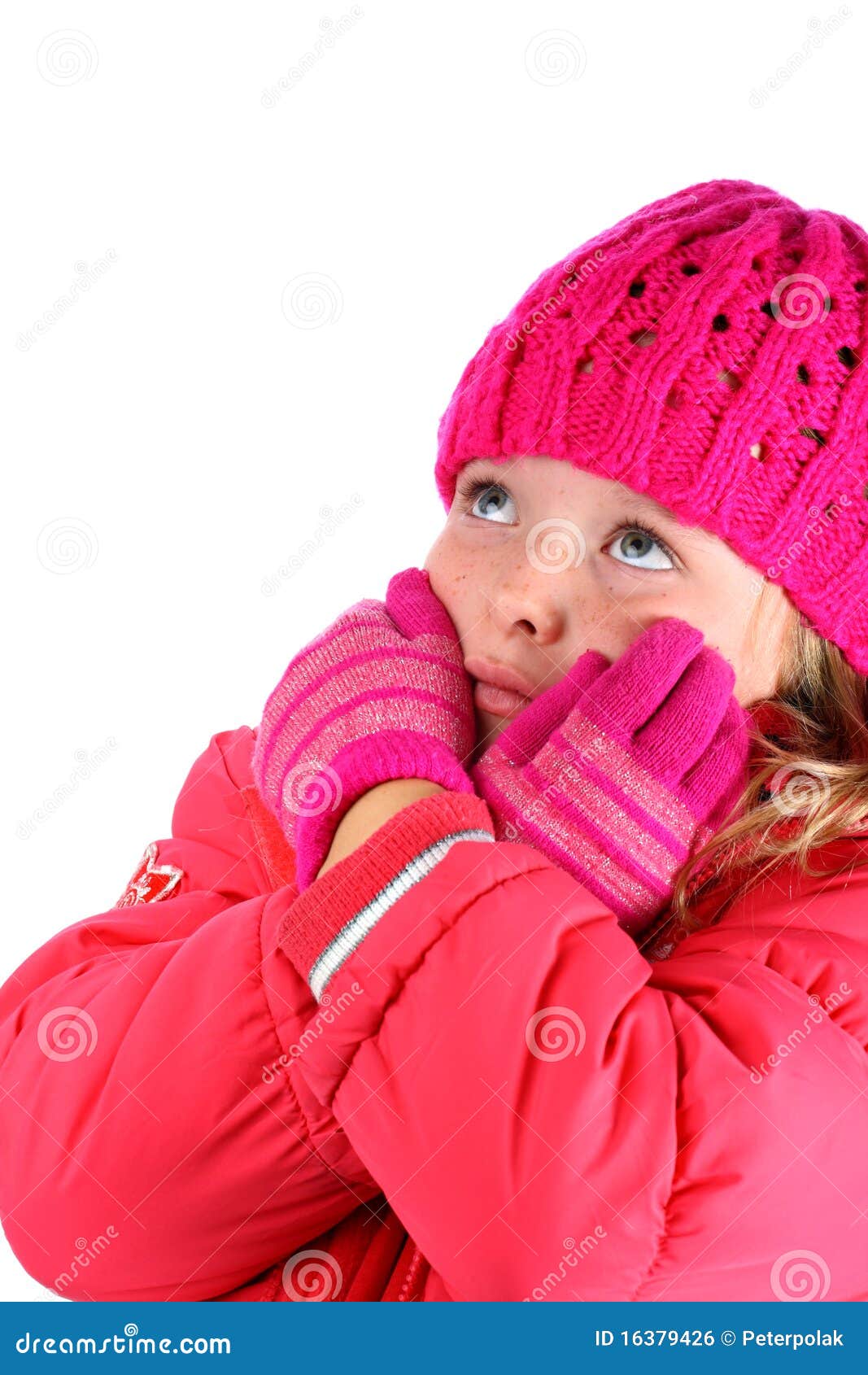 Girl in Winter Clothes Feels Cold Isolate on White Stock Photo - Image ...