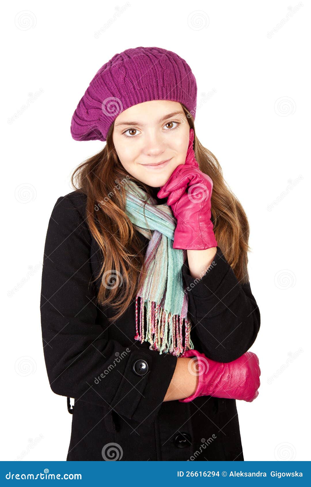 Girl In Winter Clothes Isolated Over White Stock Photo Image of wear