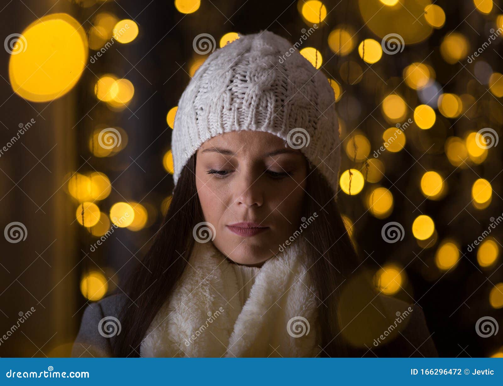 Girl in Winter Clothes on Street at Night Stock Photo - Image of ...