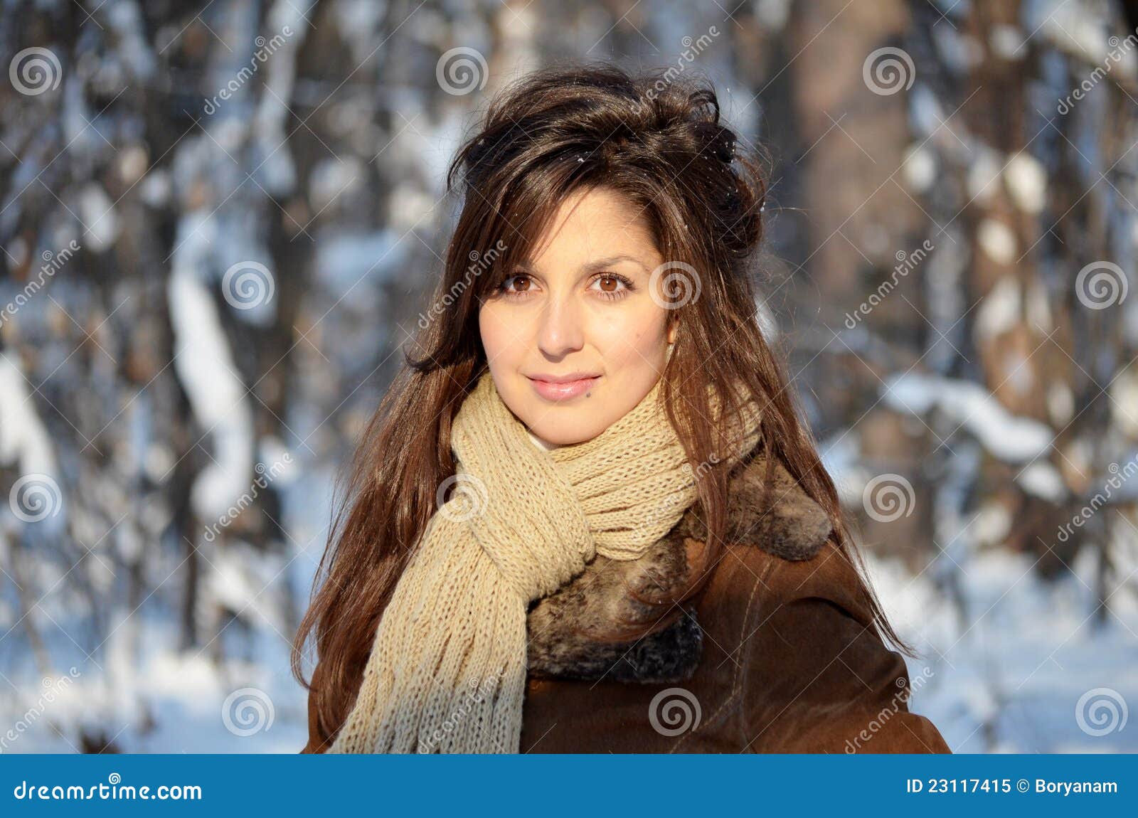 Girl In The Winter Forest Stock Image Image Of Flakes 23117415