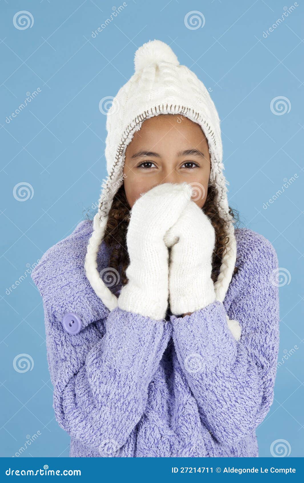 Girl with Winter Hat and Gloves Stock Image Image of gloves