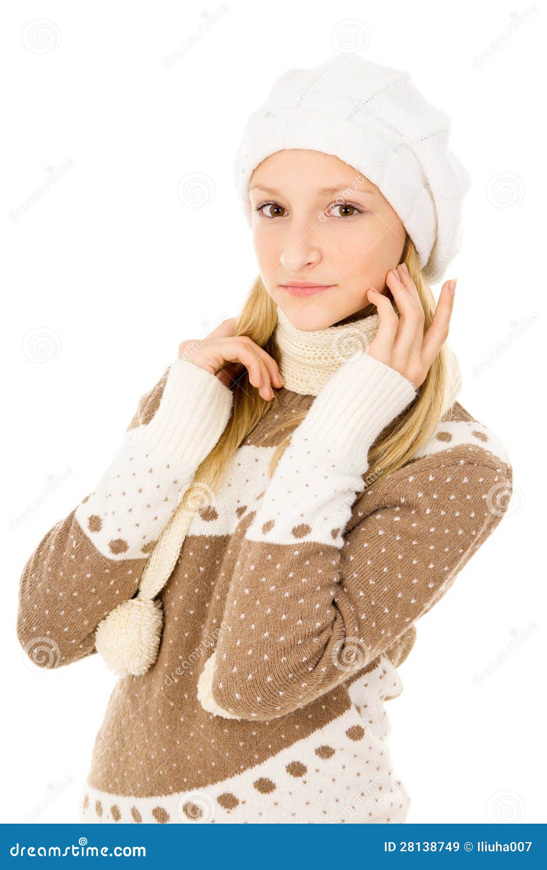 Girl in Winter Hat and Scarf Stock Image Image of little, beauty