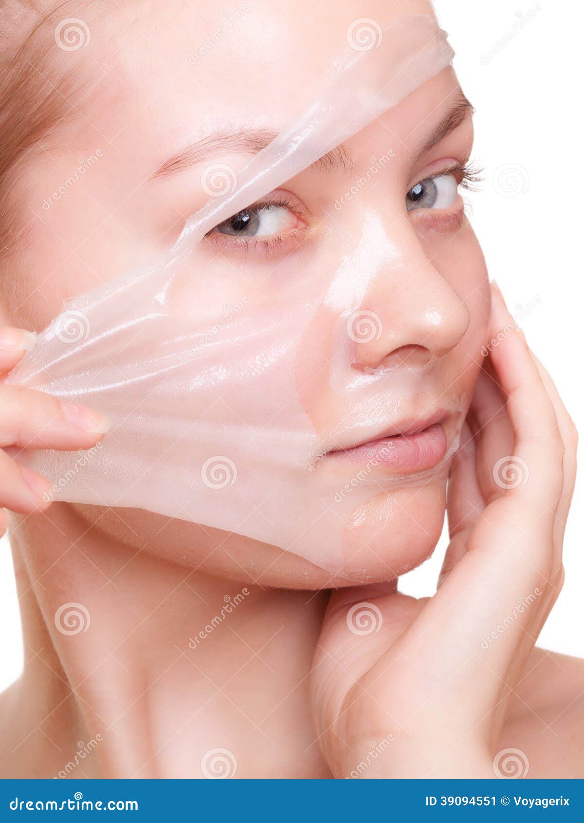 Girl Woman In Facial Peel Off Mask Skin Care Stock Image Image Of Face Skin 39094551