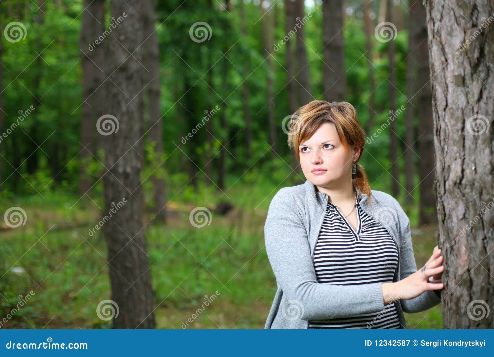 The girl in the woods stock image. Image of girls, cheerful 12342587