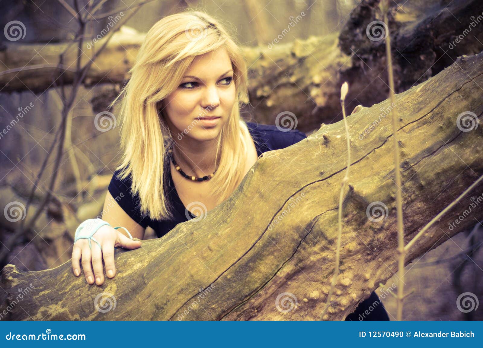 Girl in the woods stock photo. Image of nature, caucasian 12570490