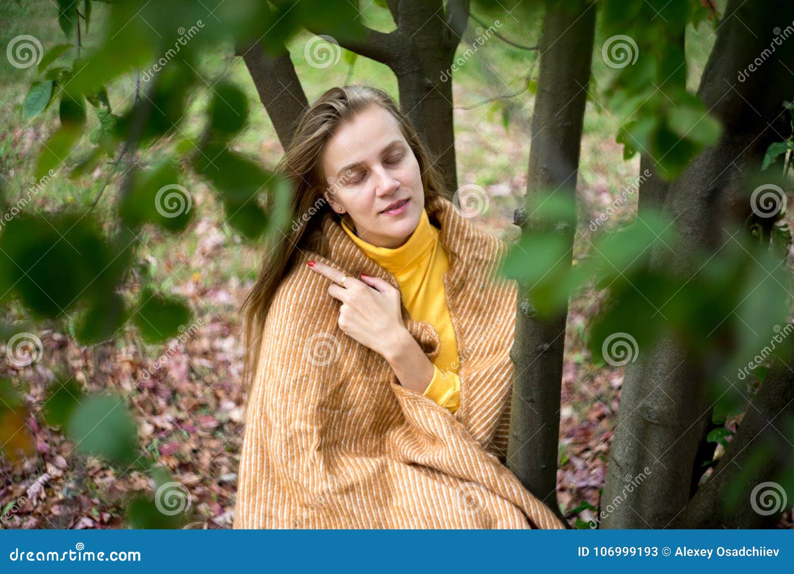 Girl is Wrapped in a Blanket Stock Image - Image of field, colorful ...