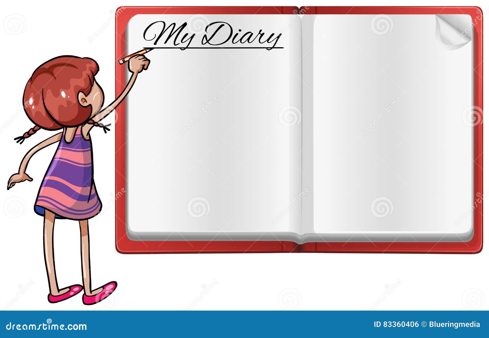 Girl writing in diary stock vector. Illustration of child - 83360406