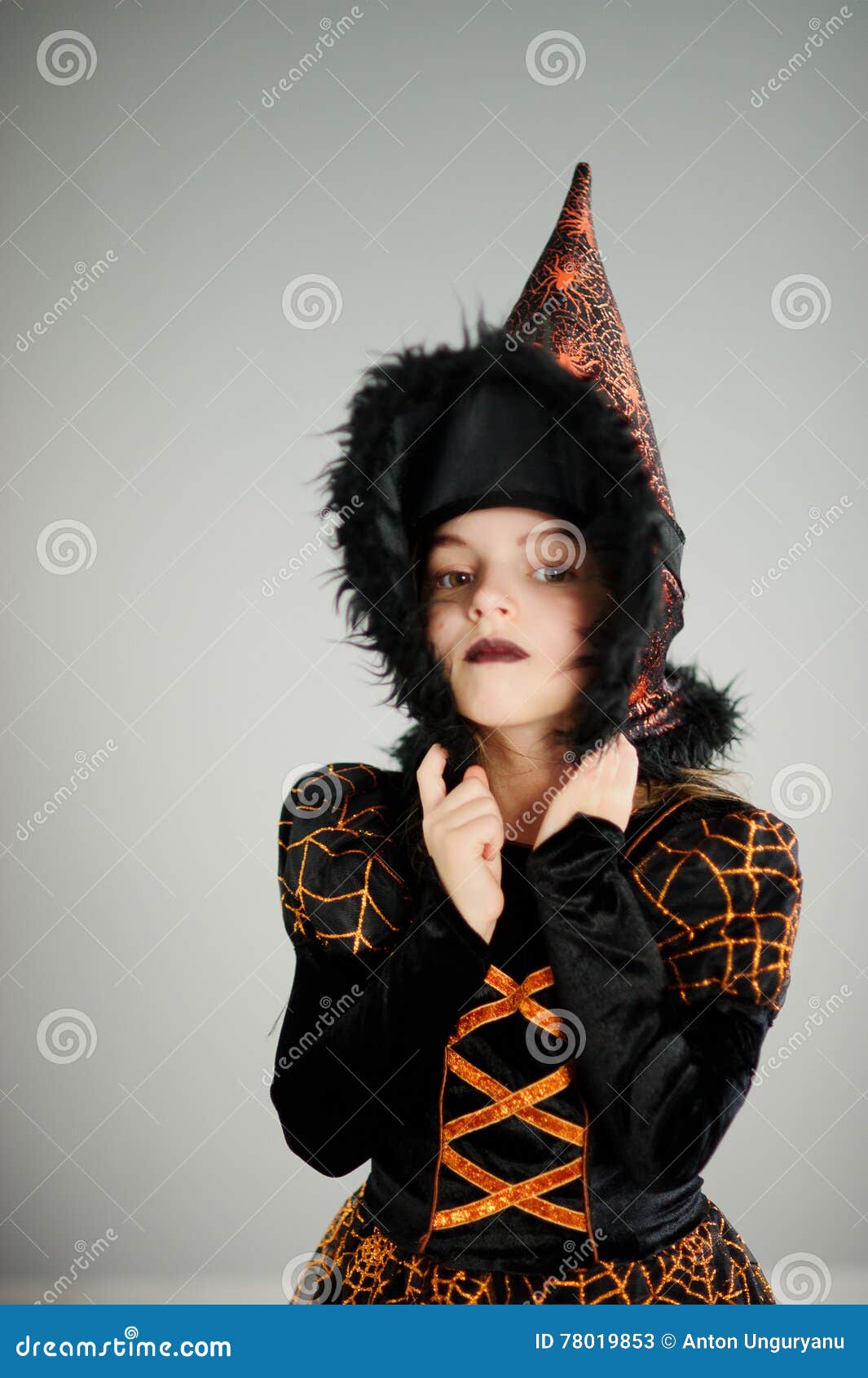 Girl 8-9 Years in Costume for Halloween. Stock Image - Image of costume ...