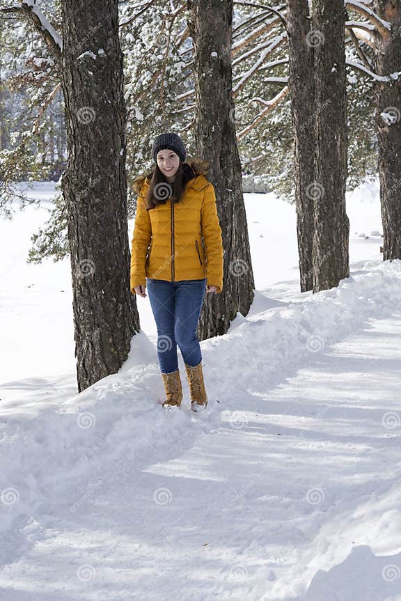 Girl in yellow jacket stock photo. Image of model, enjoying 139390572