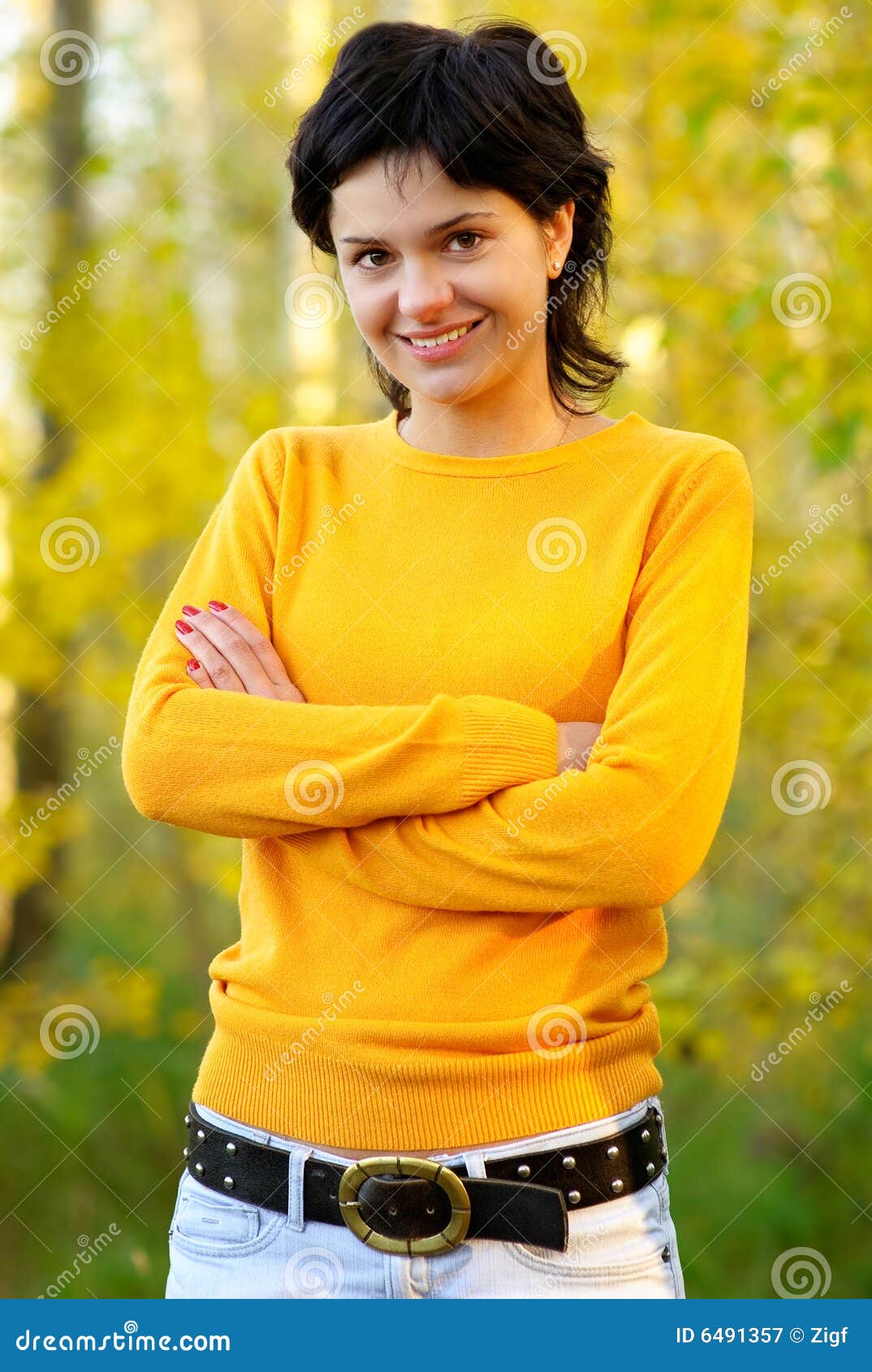 Girl in yellow sweater stock image. Image of complexion 6491357