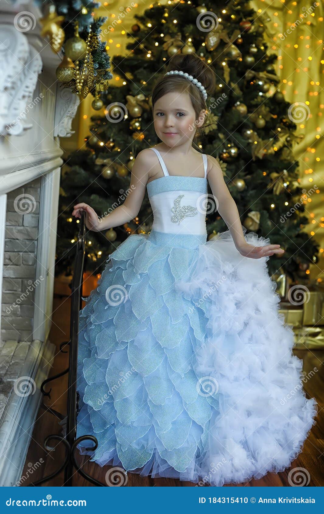 Chic White with Blue Christmas Dress ...