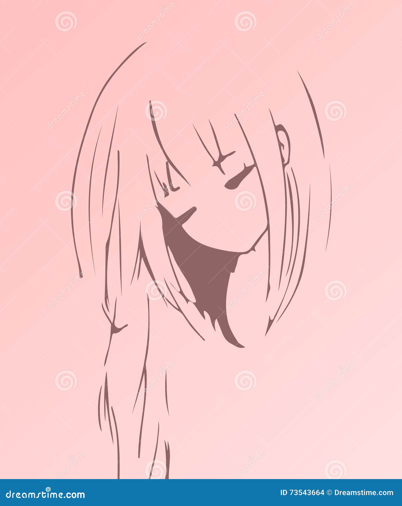 Sad Anime Girl Cartoon Face Stock Illustration 2310233801