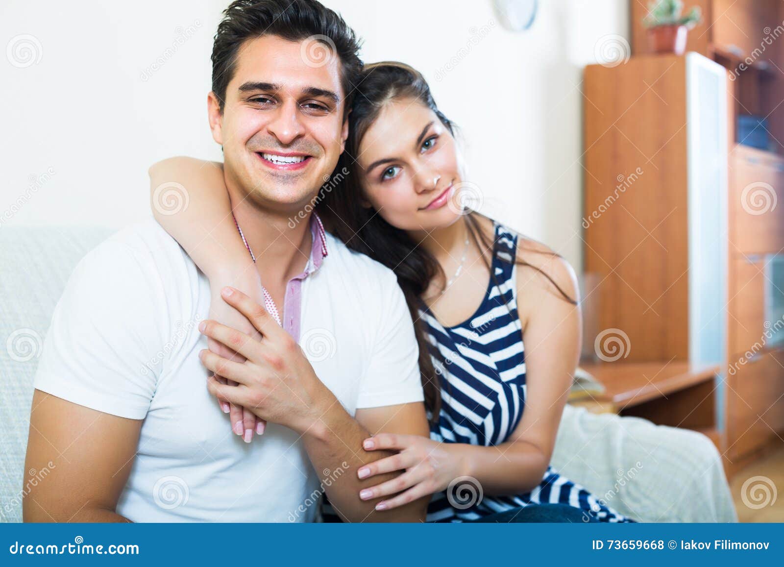 Girlfriend and Boyfriend Cuddling Stock Photo Image of loving, living