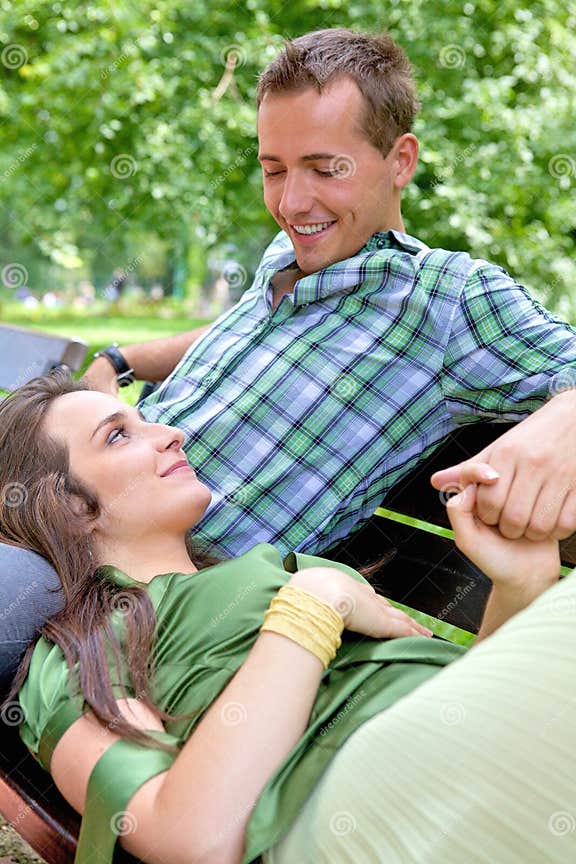 Girlfriend Resting Head on Boyfriend S Lap Stock Photo Image of