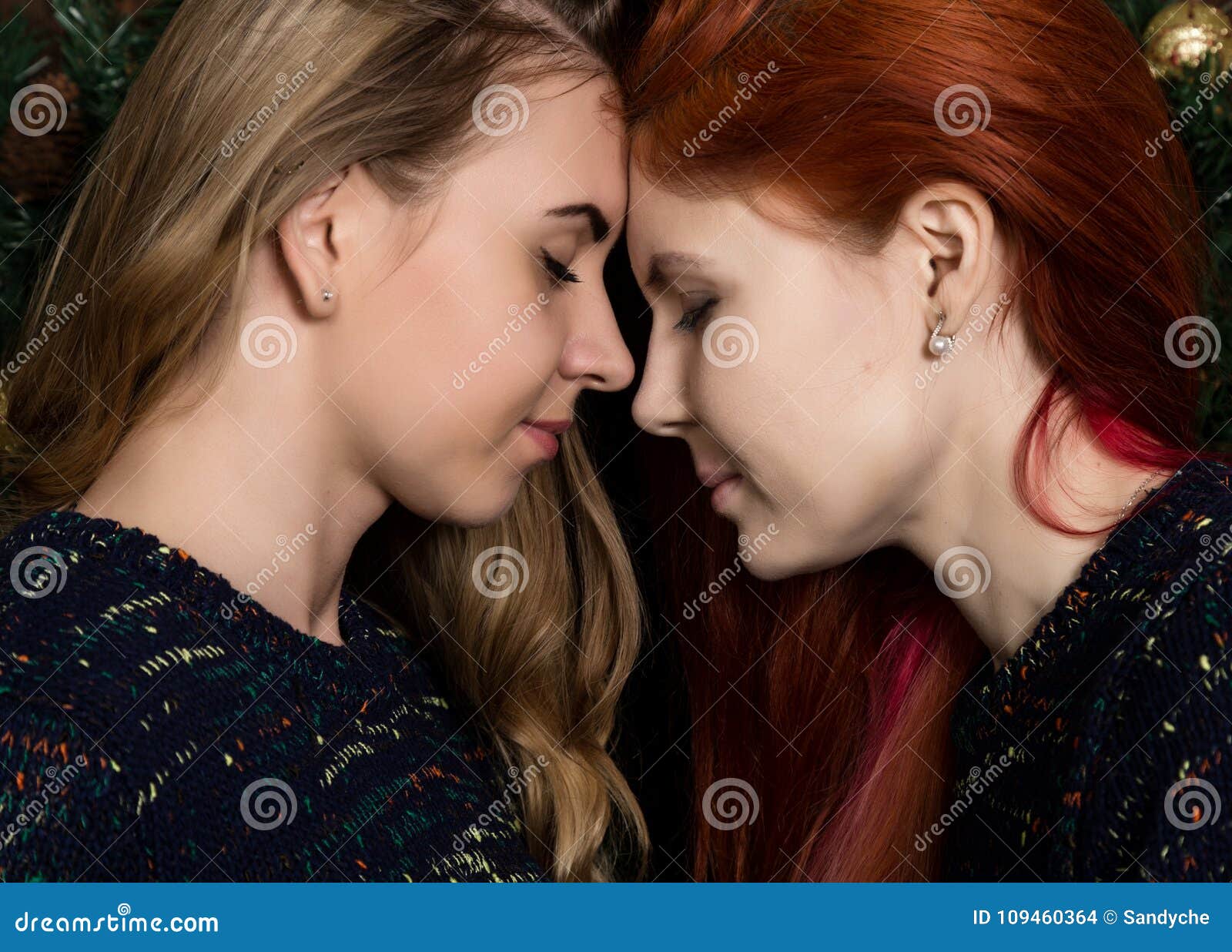 Girlfriends Spend Time Together Two Pretty Lesbians Girlfriends Kissing And Hugging In A Cozy