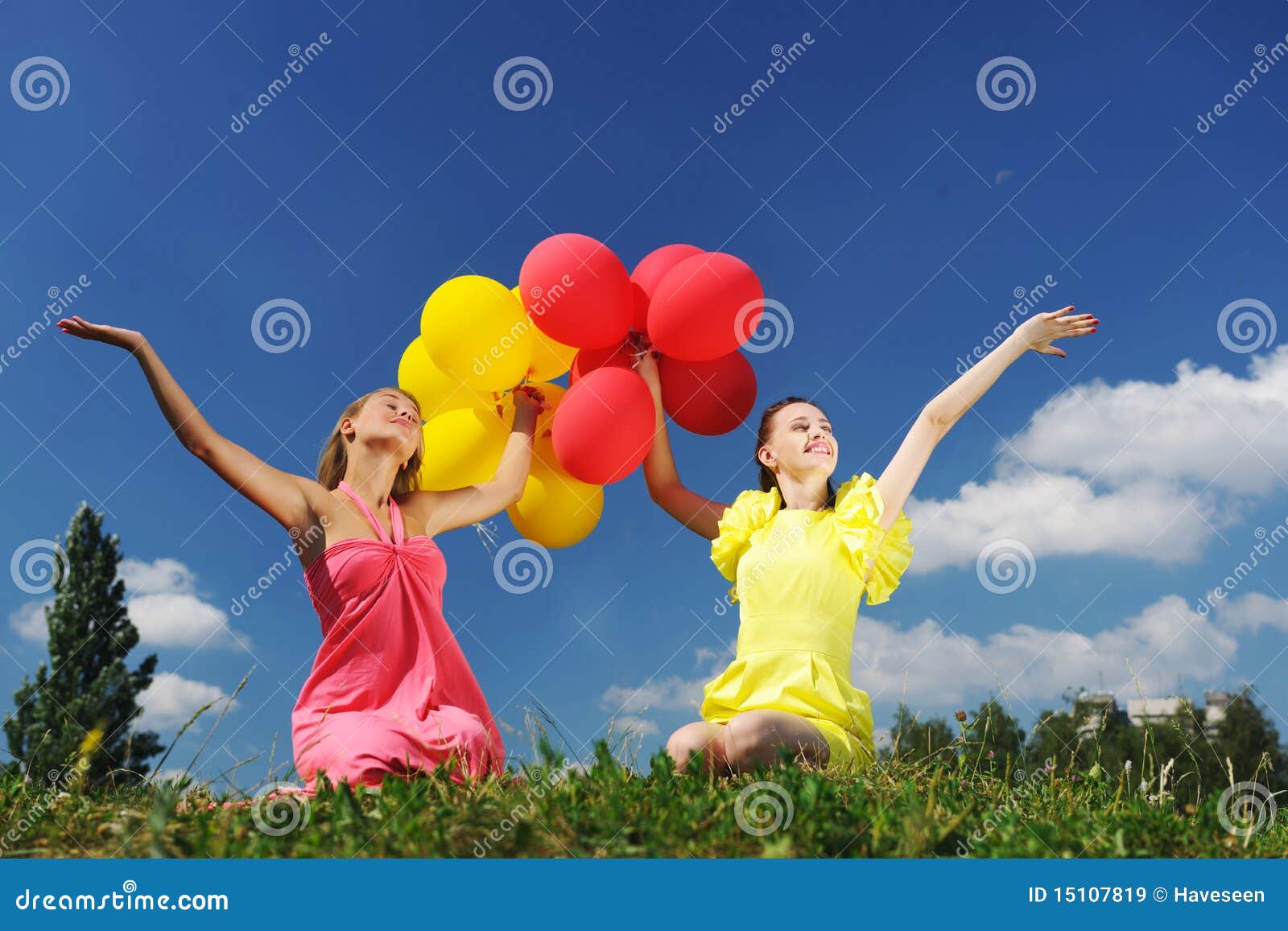 Girls with balloons stock image. Image of freedom, outdoors 15107819